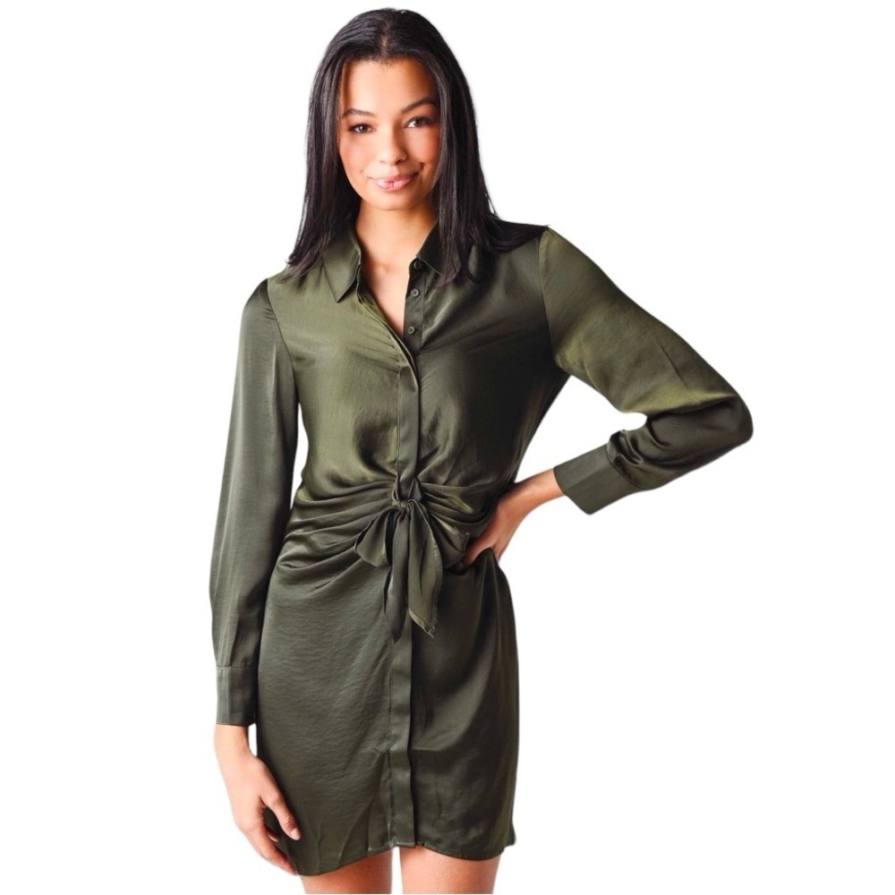 BB DAKOTA STEVE MADDEN Dark Green Dress Tie Shirt NEW size Medium M Party Work